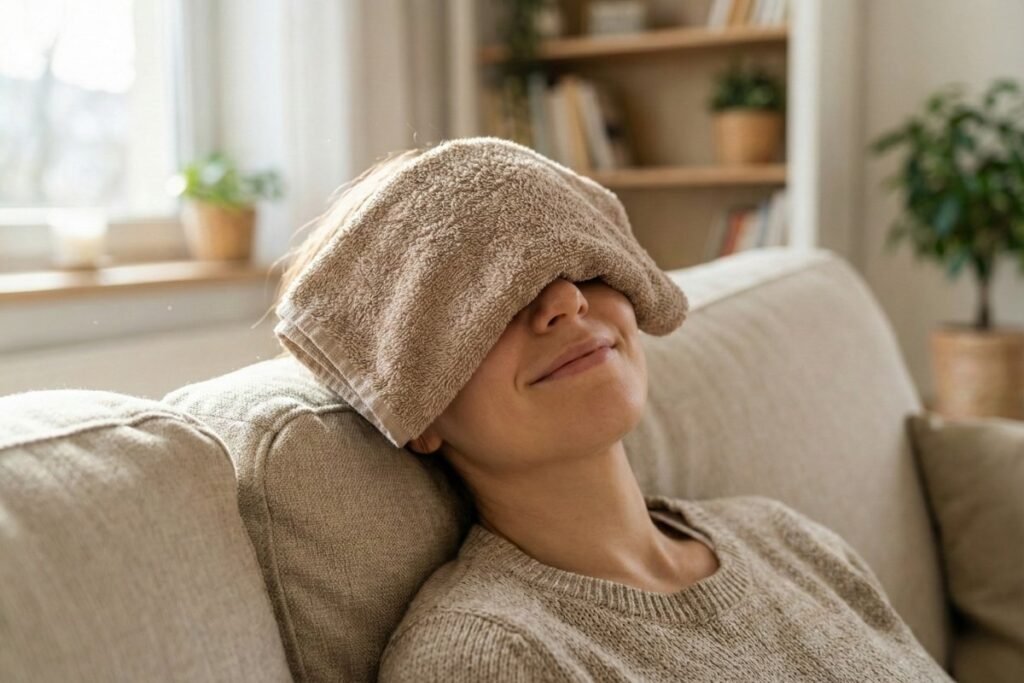 डोळ्यांना आराम देण्यासाठी कोमट पाण्याचा शेक घेणे, हा डोळ्यांचा कोरडेपणा दूर करण्याचे 5 घरगुती उपाय यातील एक प्रभावी मार्ग आहे.