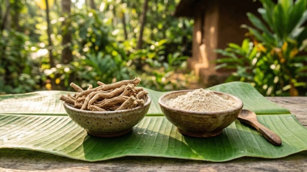 अश्वगंधा मुळे आणि शतावरी चूर्ण आयुर्वेदिक उपायांसाठी - मुलांची उंची वाढवण्यासाठी उपाय