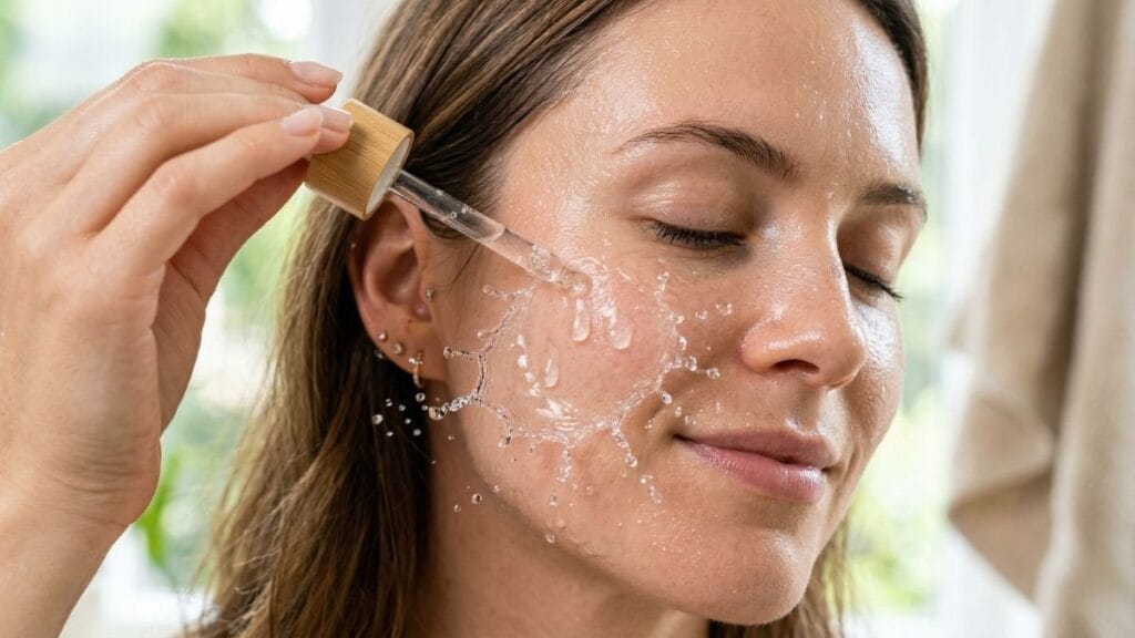 ३० वर्षांनंतर अँटी-एजिंग स्किनकेअर रुटीनमध्ये हायलुरोनिक अॅसिडचा वापर करून त्वचा हायड्रेट करणे.