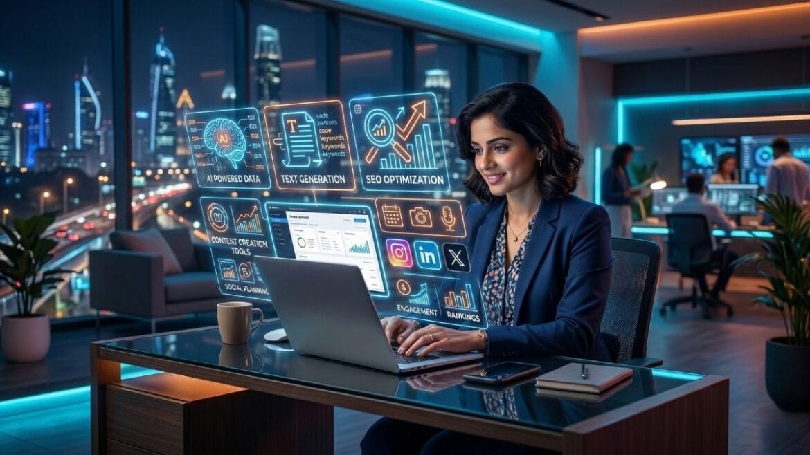 एक ब्लॉगर AI टूल्स वापरून कंटेंट कसा तयार करावा हे समजून घेताना.