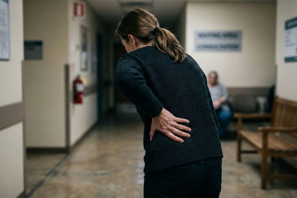 किडनी स्टोनची लक्षणे आणि उपाय यातील प्रमुख लक्षण - तीव्र कंबरदुखी आणि पाठीत वेदना.