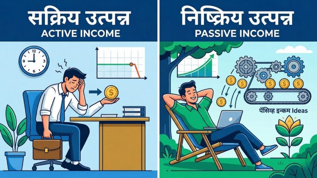 क्रिय उत्पन्न वि. निष्क्रिय उत्पन्न: Passive Income Ideas ची सविस्तर तुलना आणि २०२६ साठीचे आर्थिक फायदे.
