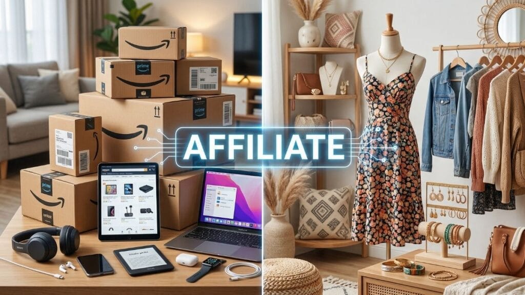 अॅफिलिएट मार्केटिंगने पैसे कसे कमवायचे याचे तुलनात्मक व्हिज्युएल.