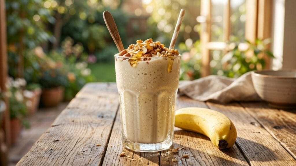 केळी आणि दुधाचा पौष्टिक शेक, जो मुलांचे वजन वाढवण्यासाठी आहार (Diet for kids weight gain) मध्ये त्वरित ऊर्जा देतो.