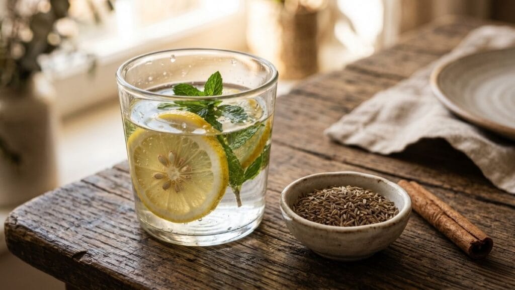 वजन कमी करण्यासाठी आहार तक्ता (Diet Chart for Weight Loss) फॉलो करताना सकाळी प्यायले जाणारे जिरे पाणी आणि लिंबू.