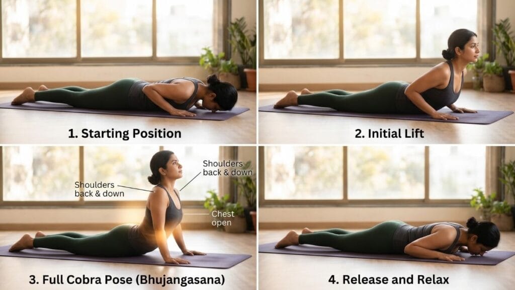 पोटाची चरबी कमी करण्यासाठी योगासन (Yoga to Lose Belly Fat) - भुजंगासन करण्याची अचूक पद्धत.