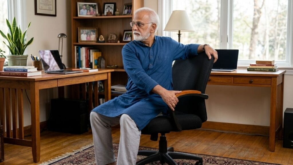 पोटाची चरबी कमी करण्यासाठी योगासन (Yoga to Lose Belly Fat) - जमिनीवर बसता न येणाऱ्यांसाठी चेअर योगा (Chair Yoga) द्वारे पोटाची चरबी कमी करण्याचा उपाय.