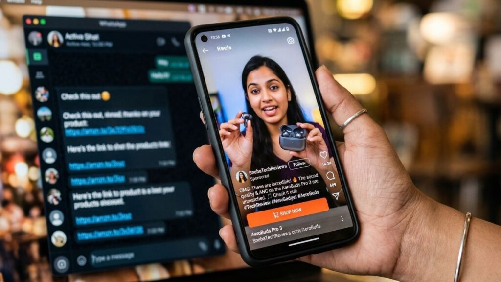 स्मार्टफोन, Instagram आणि WhatsApp चा वापर करून अॅफिलिएट मार्केटिंगने पैसे कसे कमवायचे याचे प्रात्यक्षिक.