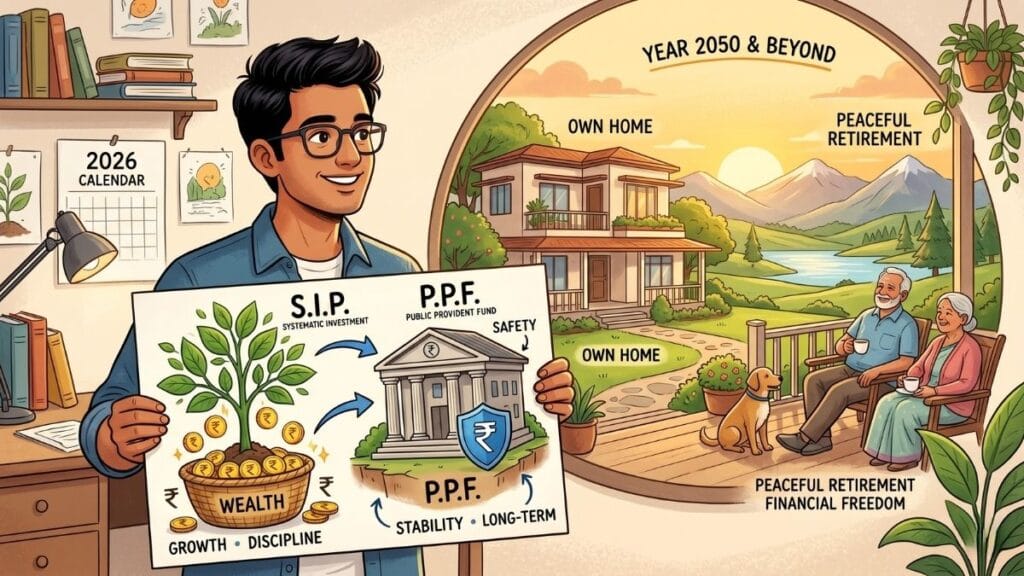 SIP आणि PPF गुंतवणुकीचे प्रतीक, पैसे वाचवण्यासाठी Money saving tips.