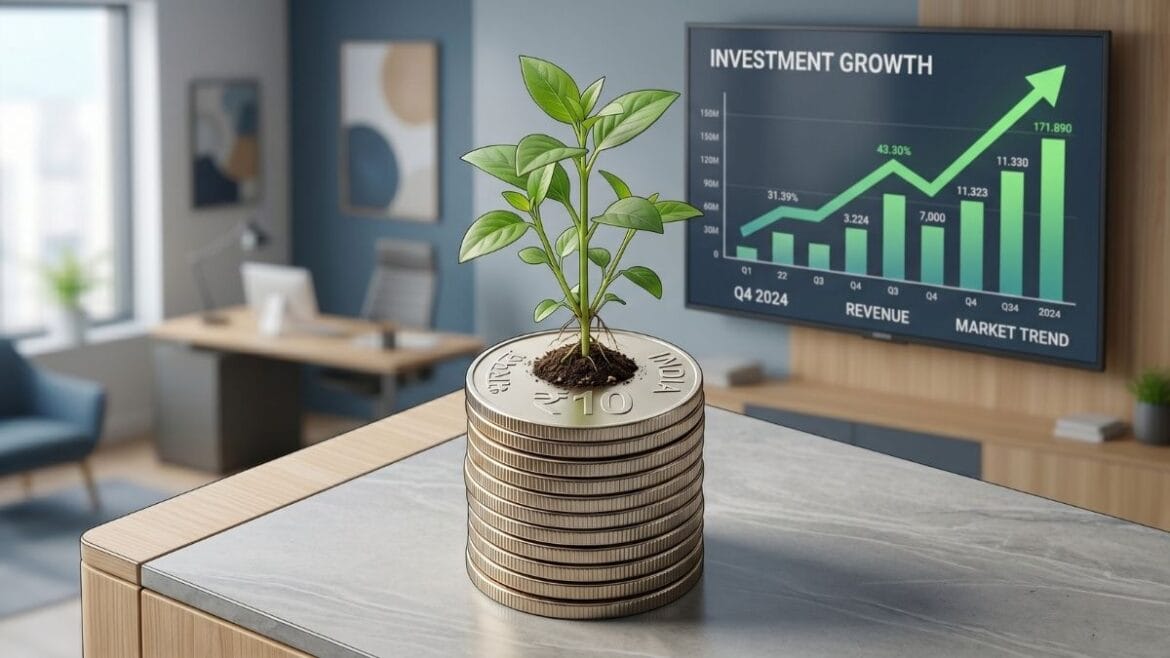म्युच्युअल फंड एसआयपी गुंतवणूक (Mutual Fund SIP Investment) द्वारे होणारी संपत्ती निर्मिती दर्शवणारे प्रगत चित्र.