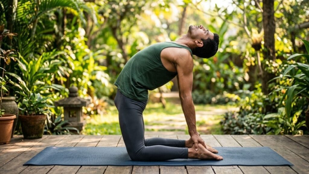 उष्ट्रासन योगासन जे पोटाची चरबी कमी करण्यासाठी अत्यंत प्रभावी आहे.