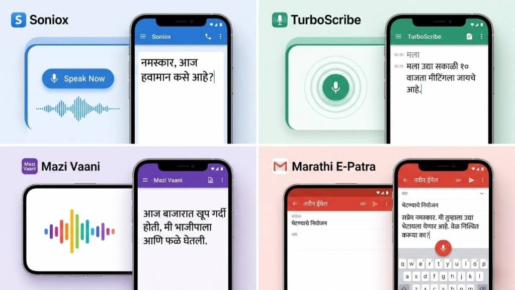 २०२६ मधील सर्वोत्तम मराठी स्पीच टू टेक्स्ट (marathi speech to text) टूल्स - Soniox, TurboScribe, ElevenLabs.