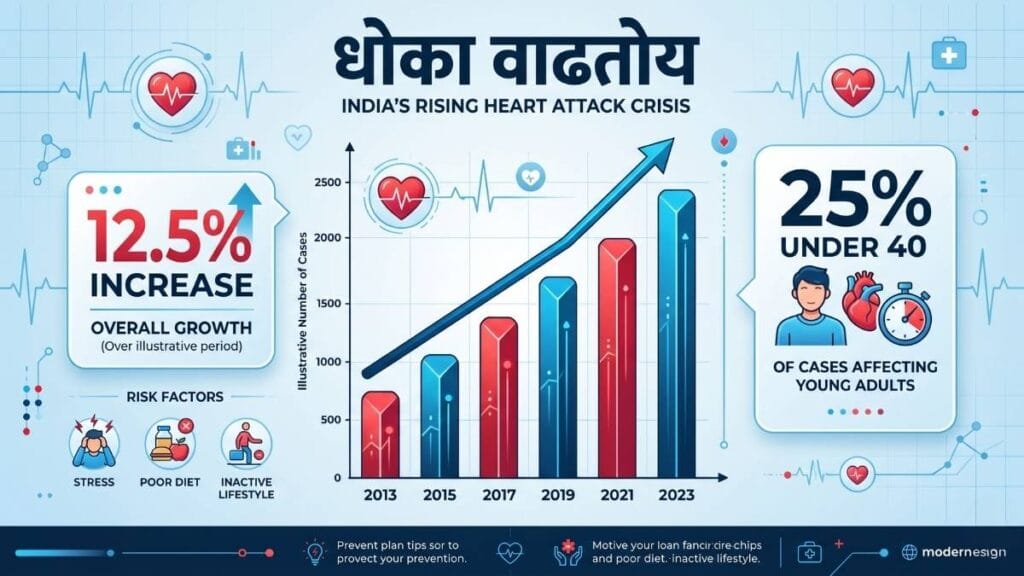 भारतात तरुणांमधील हृदयविकाराची आकडेवारी सांगणारा नकाशा