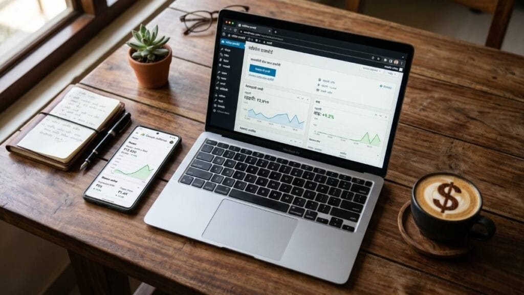 डिजिटल मार्केटिंग क्षेत्रात करिअर (Career in Digital Marketing) करण्यासाठी स्वतःचा तांत्रिक पोर्टफोलिओ आणि मराठी ब्लॉग गुगल ऍडसेन्ससाठी ऑप्टिमाइझ करताना.