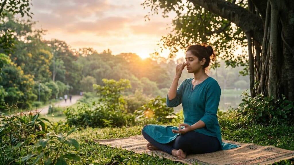 हृदय निरोगी ठेवण्यासाठी योगासने आणि व्यायाम करणारा युवक