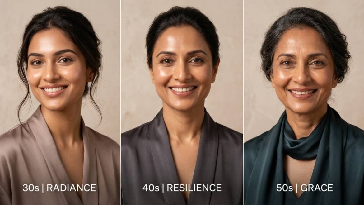 वय वर्षे ३०, ४० आणि ५० मधील भारतीय महिलांसाठी वयानुसार अचूक अँटी-एजिंग स्किनकेअर रुटीन (Anti-aging skincare routine)